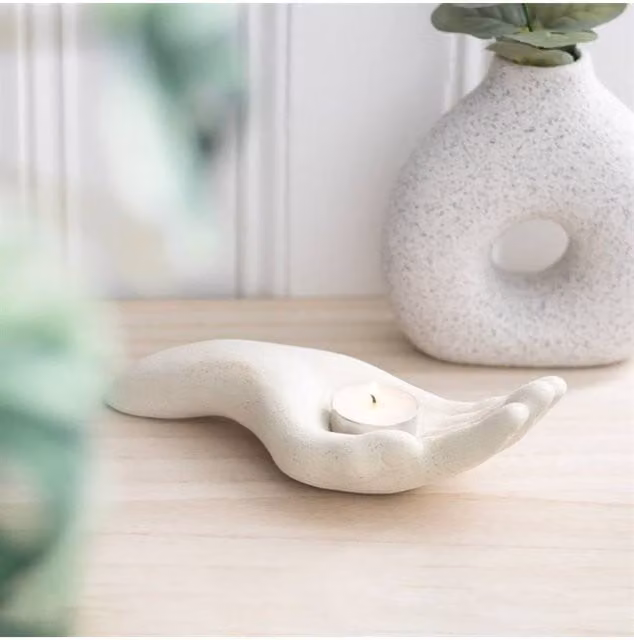 KDMD Open Hand Tealight Holder in White – 1