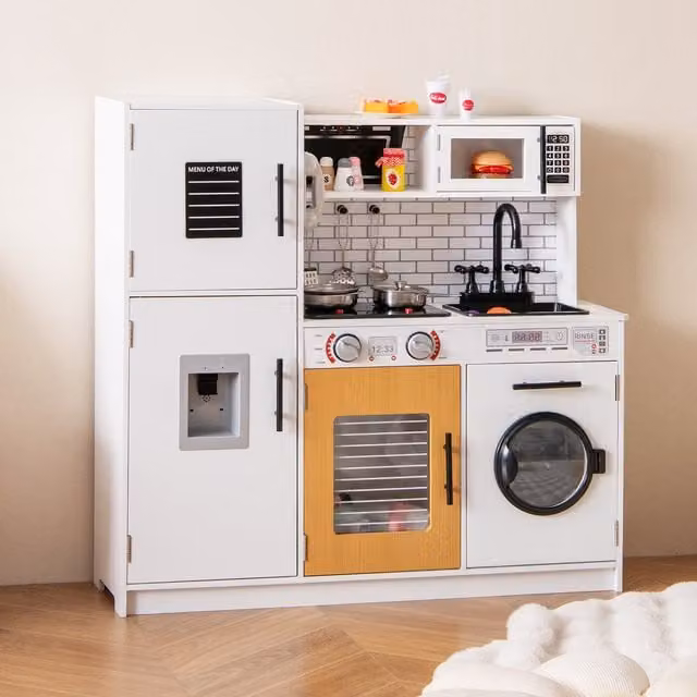 Costway Kids Play Kitchen Toy Set in White