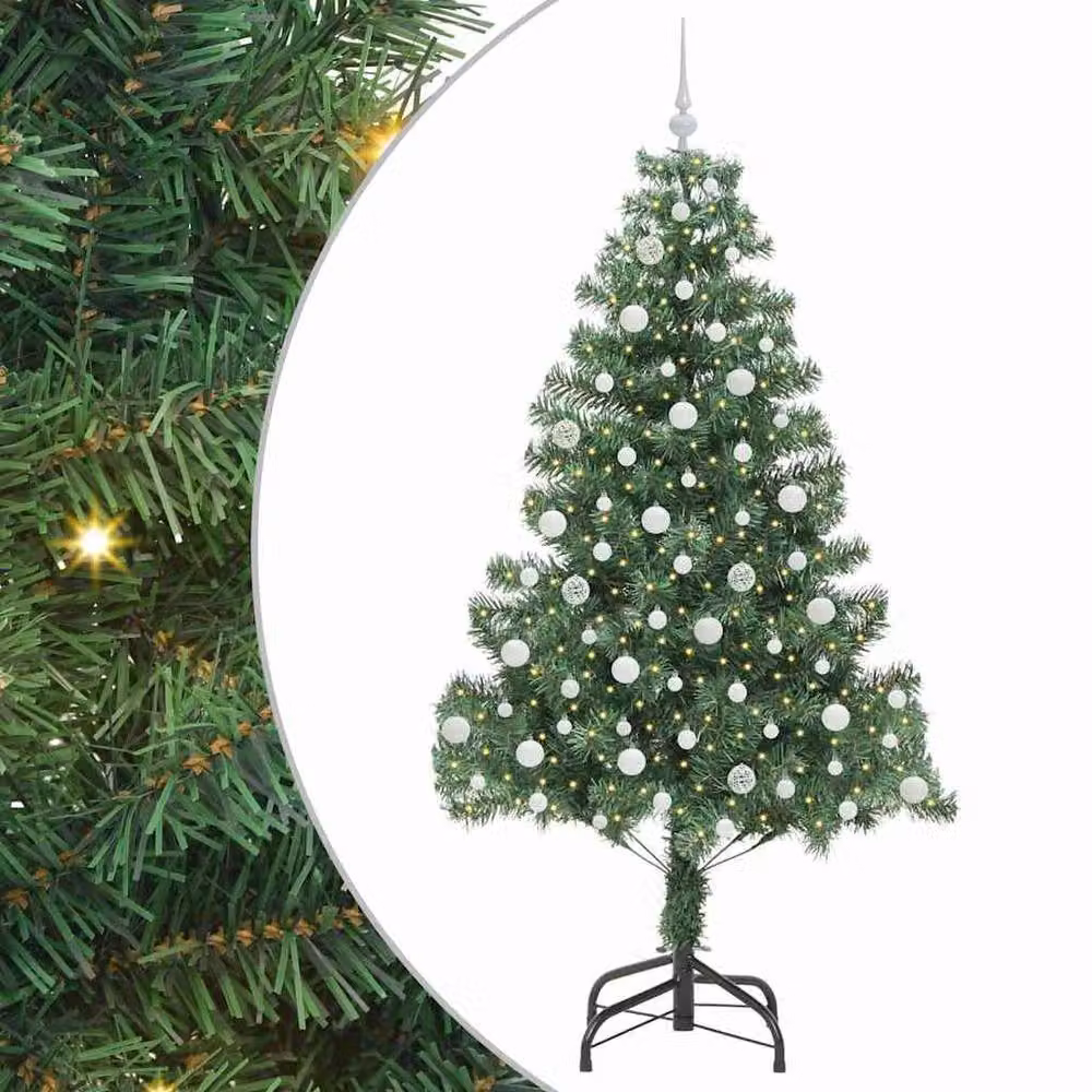 Berkfield Home Green PVC Christmas Tree with 300 LEDs and Stand, Height: 210 cm – 2