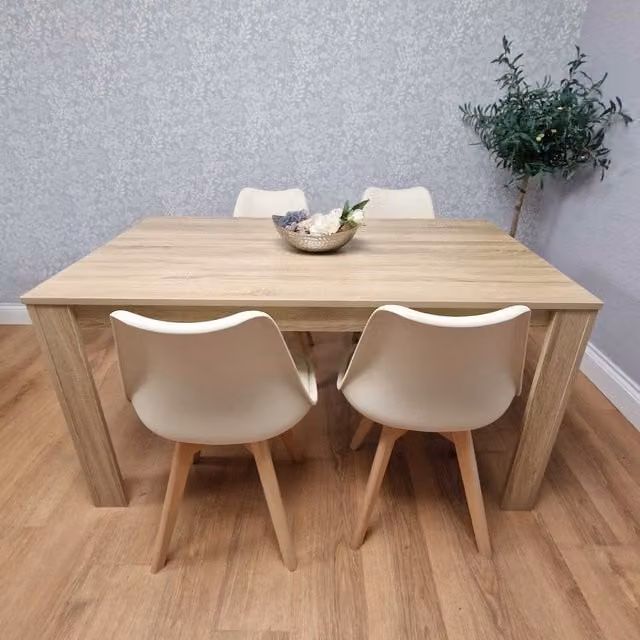 Kosy Koala Modern Cream Dining Table and 4 Tulip Chairs Set with Gold Accents