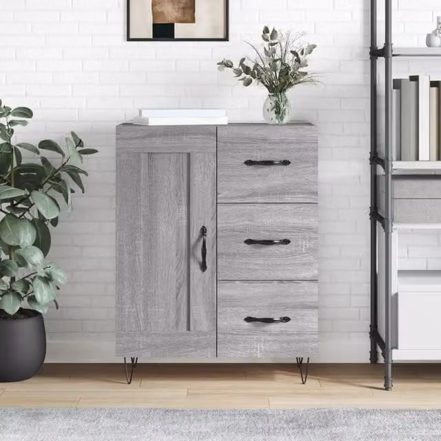 Berkfield Home Grey Sonoma Sideboard in Engineered Wood W/D/H: 69.5 x 34 x 90 cm
