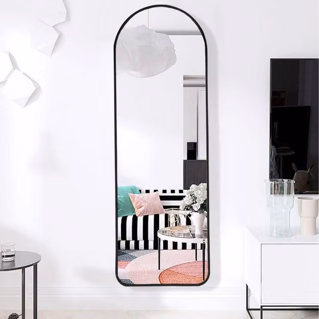 Livingandhome Arched Full Length Wall Mirror in Black