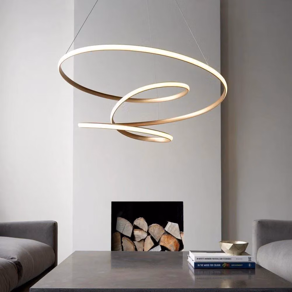 Netlighting IMOLA Dimmable Modern LED Pendant Ceiling Light in White and Gold/Brass – 3