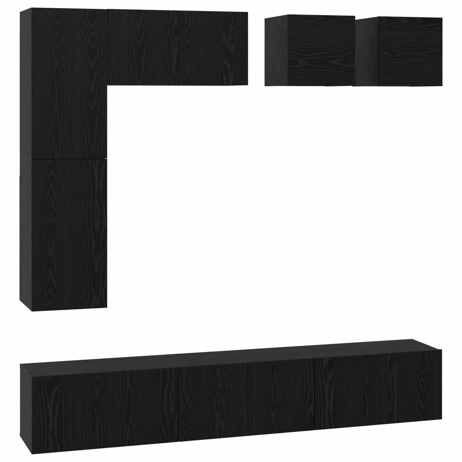 Berkfield Home 8-Piece Black Oak TV Cabinet Set with Lowboard and Open Shelving – 2
