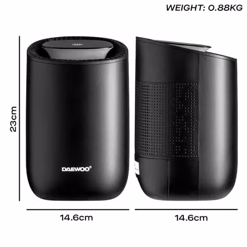 Daewoo 600ml Compact Dehumidifier in Black with Sleep Mode – 4