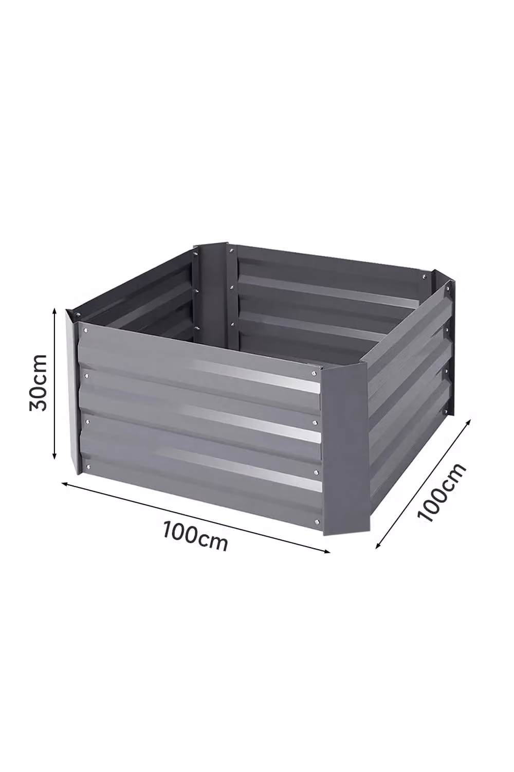 Garden Sanctuary Grey Square Galvanised Steel Raised Garden Bed Planter Box – 2
