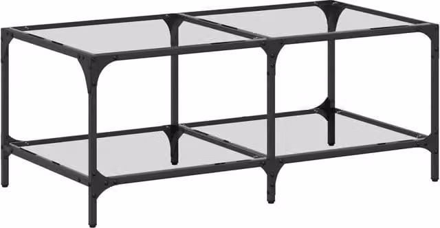 Berkfield Home Modern Rectangular Coffee Table with Transparent Glass Top and Steel Frame, W: 98.5 cm, D: 50 cm, H: 40 cm – 1
