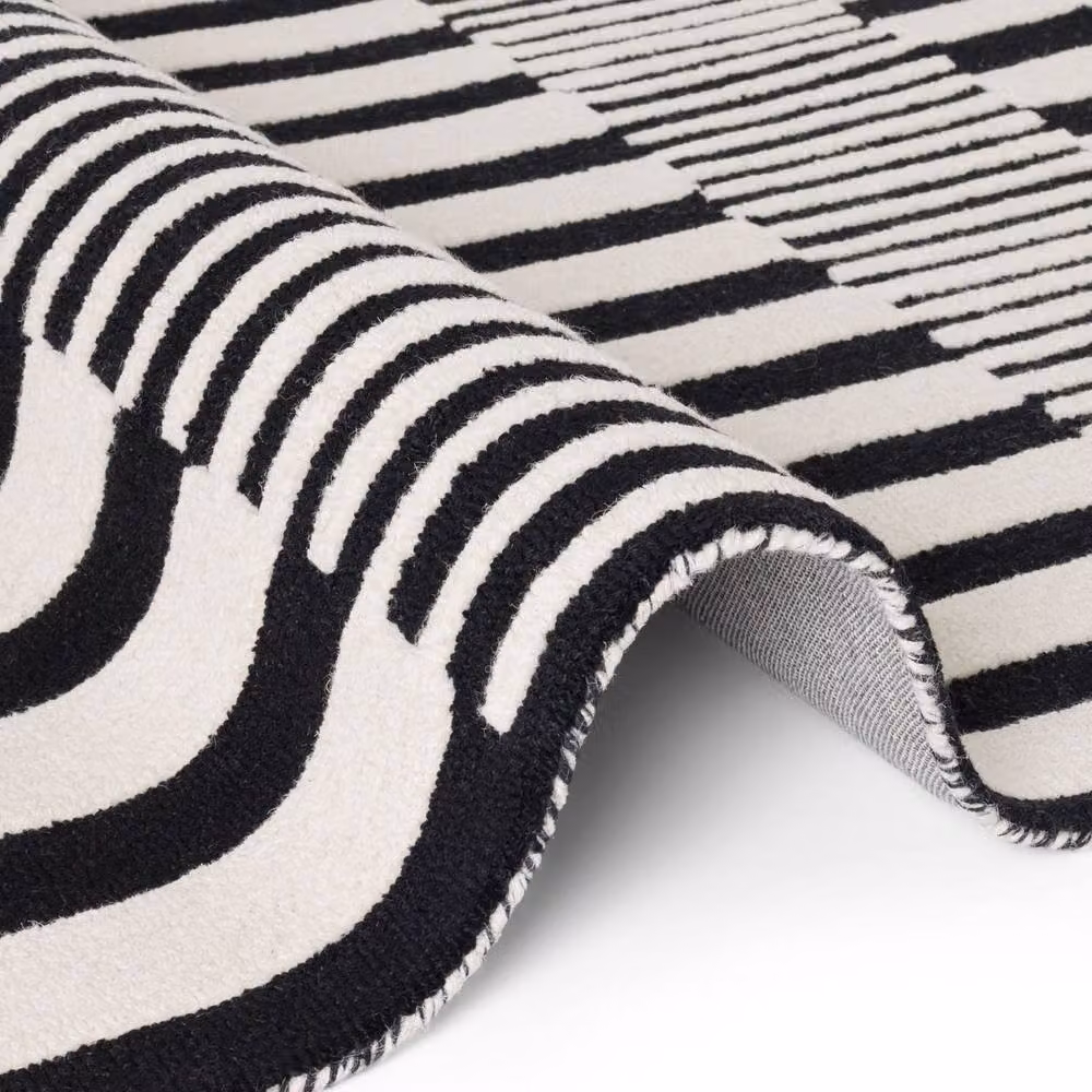 Ted Baker Stryve Geometric Woollen Living Room Rug in Black and White, W: 160 cm, D: 230 cm – 5