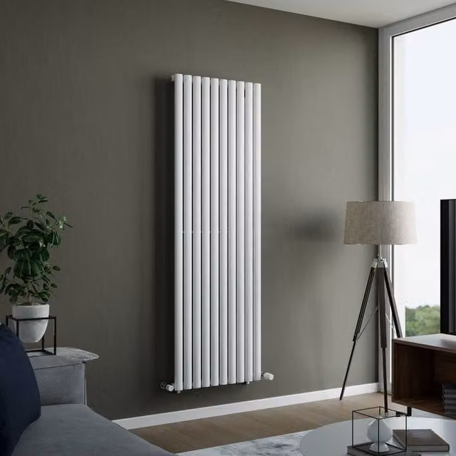 Bathroom Kingdom Lynx White Double Oval Vertical Radiator H: 180 cm, W: 48 cm – 1