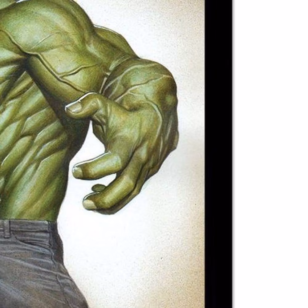 Hulk The Best Defense Framed Graphic Paper Poster in Green – 2