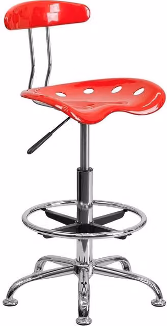 ERGOVEXA Red Tractor Seat Bar Stool with Adjustable Height and Swivel Chrome Base – 1