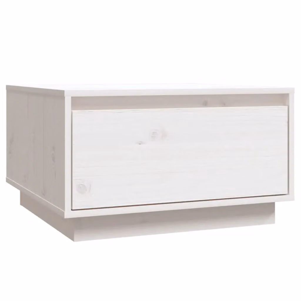 Berkfield Home White Solid Wood Pine Coffee Table W/D/H: 55 x 56 x 32 cm – 2