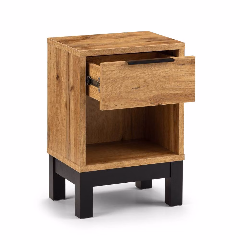 Cheshire Premium Kora 1 Drawer Light Oak Bedside Unit in Brown – 2