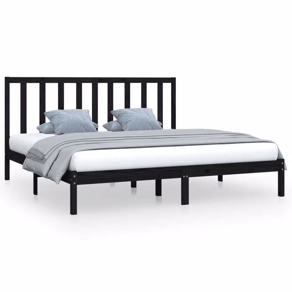 Berkfield Home Rustic Black Solid Wood Pine Bed Frame 200 x 200 cm – 2
