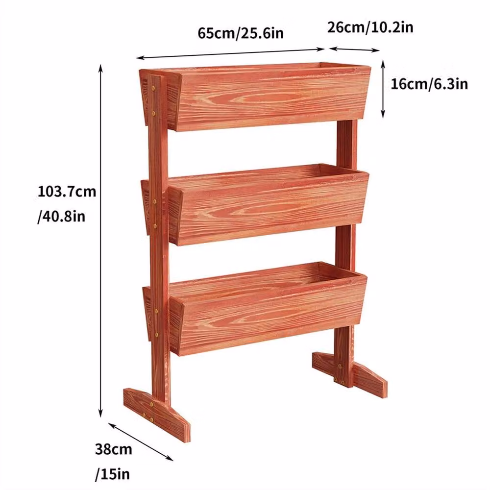 NESTLUNE 3 Tier Wooden Raised Planter Stand Herb and Vegetable Garden Box in Brown – 2