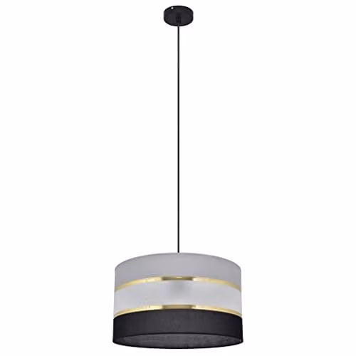 Netlighting Helam Helen Cylindrical Pendant Ceiling Light in Black, Gold and Grey, Diameter: 35 cm