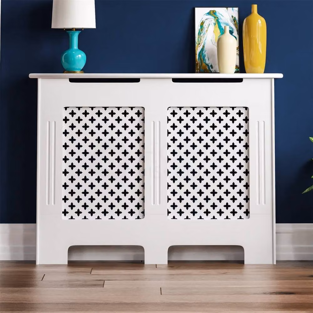 FORGEVIO Modern Geometric Radiator Cover Cabinet in White Matt MDF Wood – 3