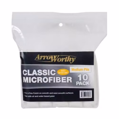 Arroworthy 10-Pack Classic 4 inch Microfiber Mini Rod Style Medium Pile White Cleaning Pads