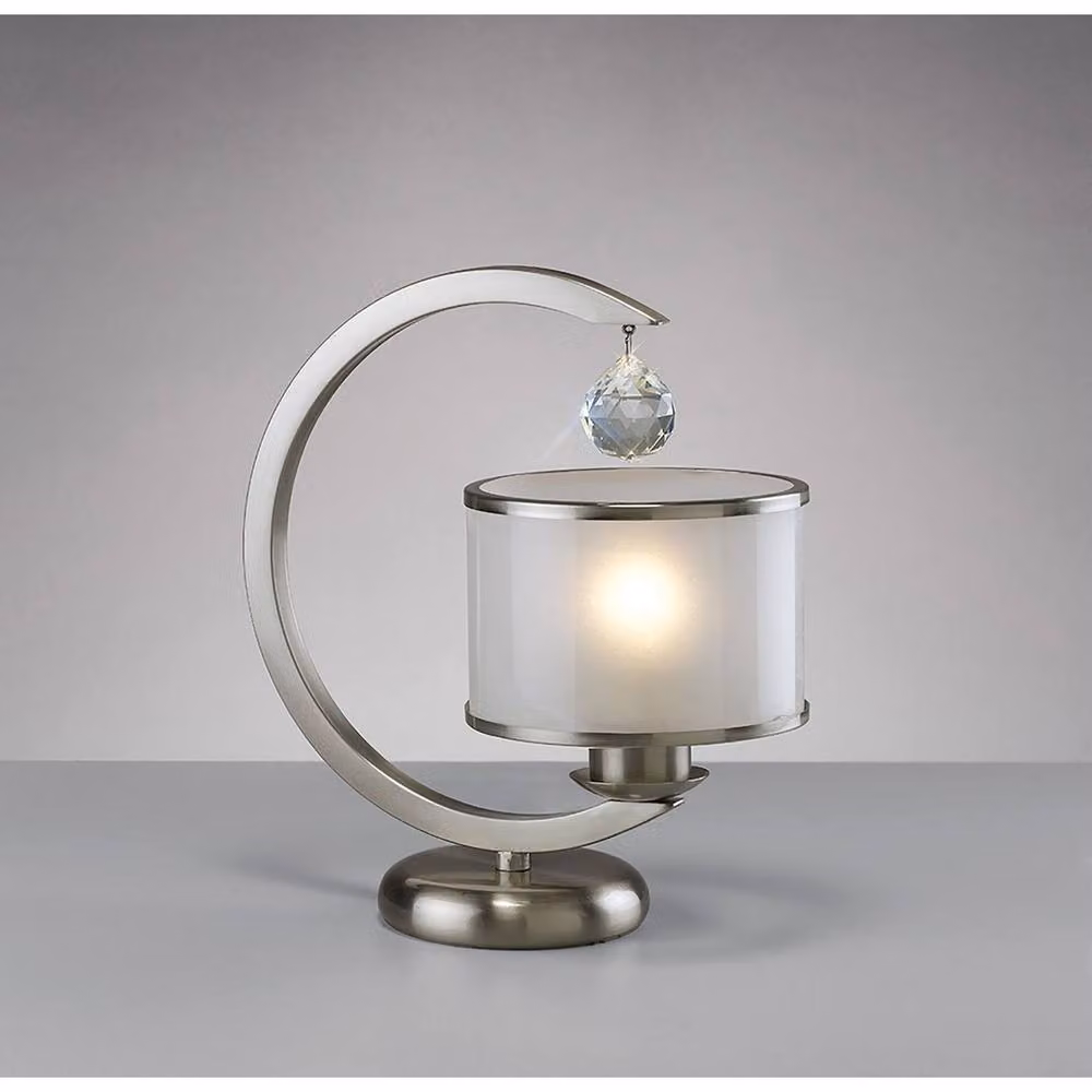 Netlighting Lincoln Table Lamp with Crystal and Glass in Grey and Satin Nickel – 2