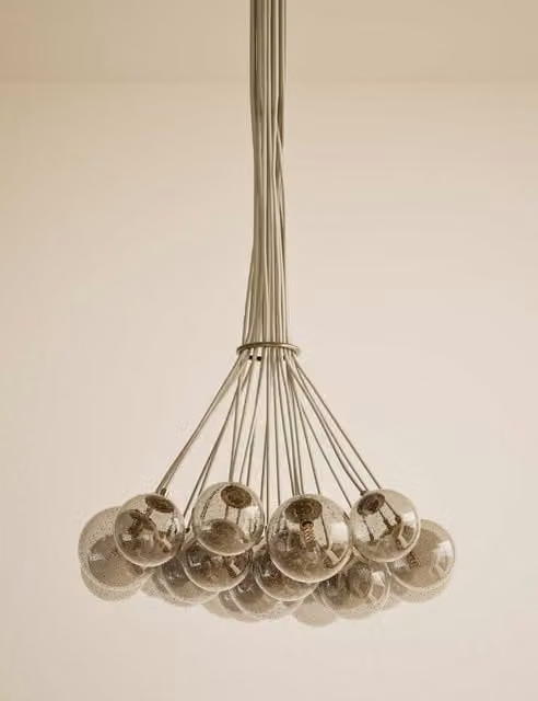 M&S Champagne Cluster Ceiling Light in Antique Brass and Glass