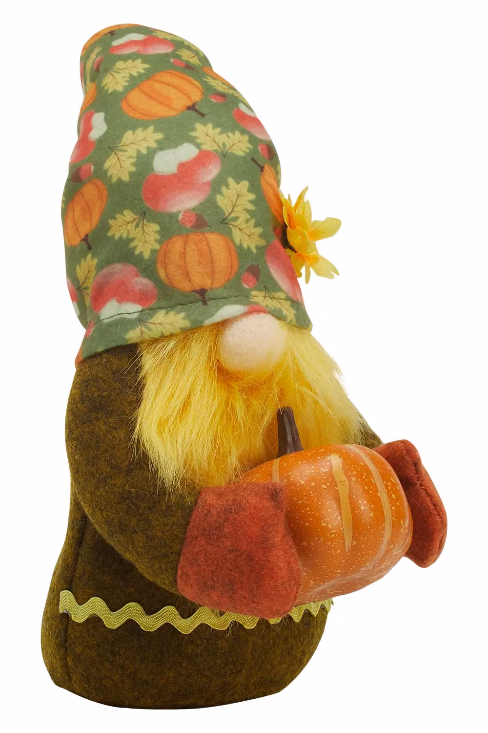 Livingandhome Halloween Faceless Plush Gnome with Pumpkin Hat, Green Tabletop and Shelf Decoration – 4