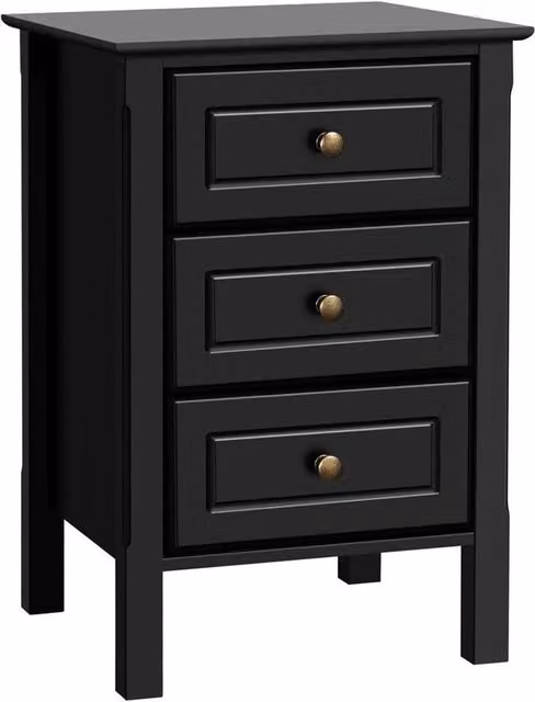 Kelvenix Bedside Table with 3 Drawers in Black and Bronze – 1