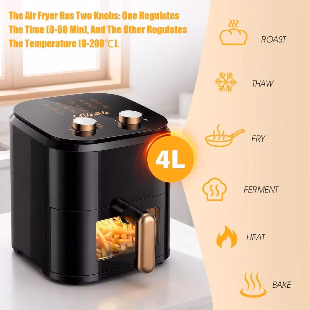 EONLION 4L Small Manual Air Fryer with Rapid Hot Air Circulation in Black – 5