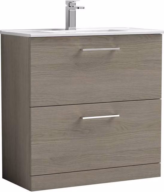 Balterley Solace Oak Floor Vanity Unit with 2 Soft Close Drawers in Brown