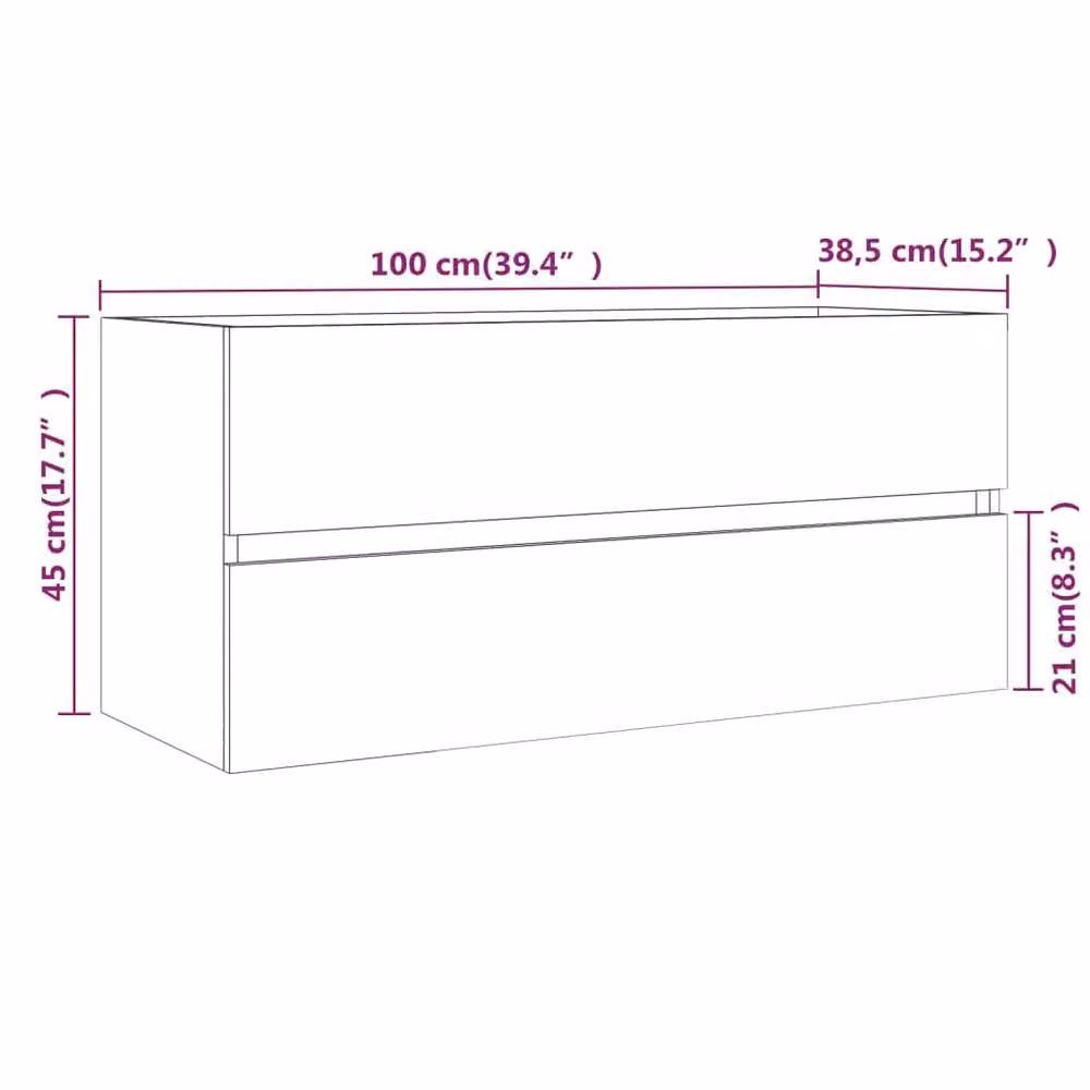 Berkfield Home Smoked Oak Sink Cabinet in Brown, W/D/H: 100 x 38.5 x 45 cm – 4