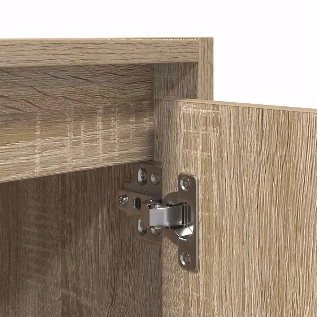 Berkfield Home Wall-Mounted Bedside Cabinet in Sonoma Oak Brown, W: 38 cm, D: 34 cm, H: 40 cm – 4