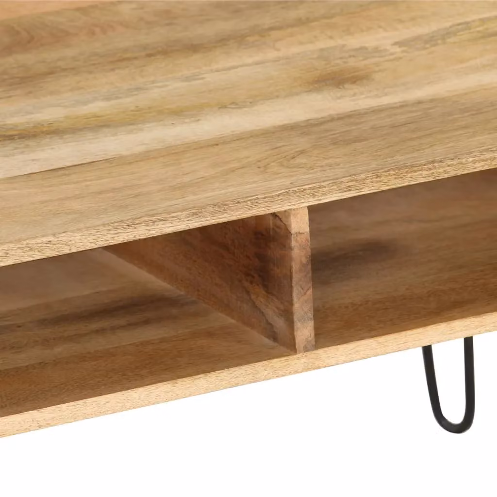Berkfield Home Industrial TV Stand in Brown Solid Mango Wood, W: 110 cm, D: 35 cm, H: 45 cm – 2
