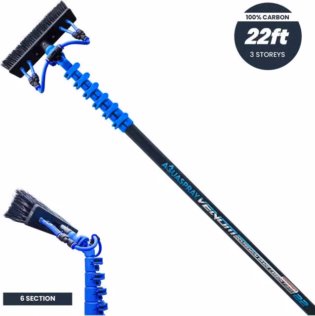 Aquaspray Venom 22ft Compact Carbon Fibre Waterfed Pole in Blue