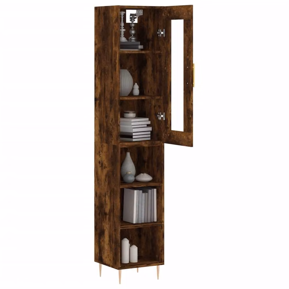 Berkfield Home Smoked Oak Highboard in Brown, W/D/H: 34.5 x 34 x 180 cm – 3