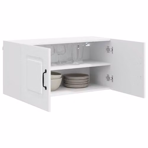 vidaXL Kalmar Modern White Kitchen Wall Unit with Hinged Doors, W/D/H: 80 x 40 x 40 cm
