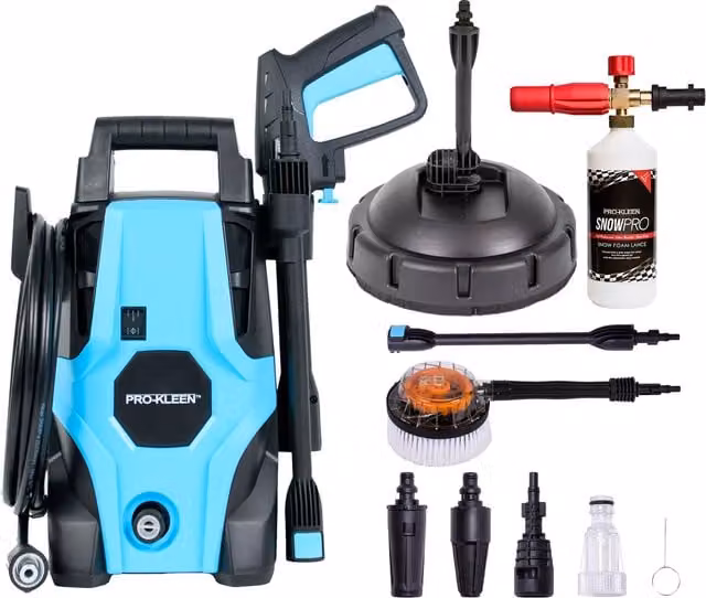 ProKleen Pressure Washer in Black with Rotary Brush, Patio Cleaner and Karcher K Series Snow Foam Lance – 1