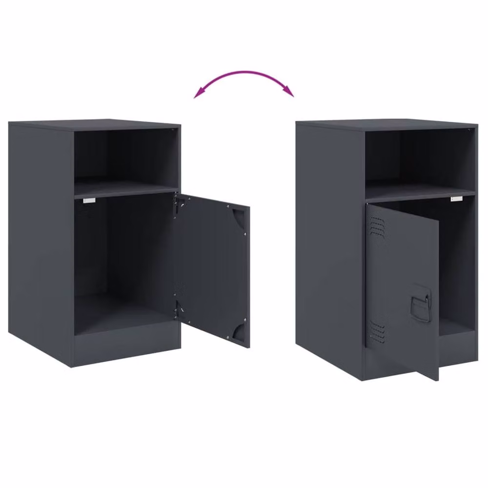 Berkfield Home Set of 2 Anthracite Metal Bedside Cabinets, W/D/H: 34.5 x 39 x 62 cm – 3