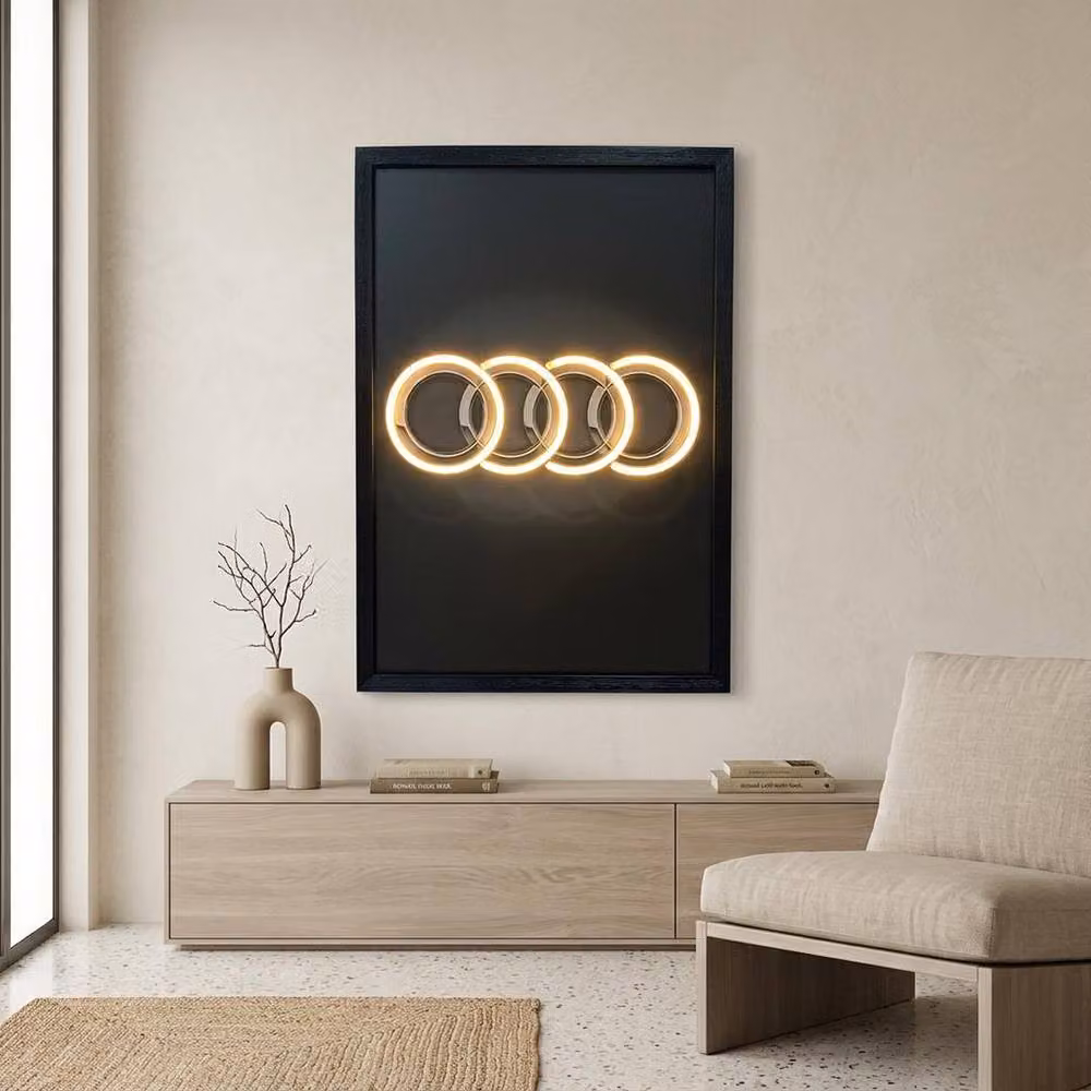 HOME LUXE INTERIOR Audi Neon LED Wall Art, Black, W: 40 cm, H: 60 cm – 5