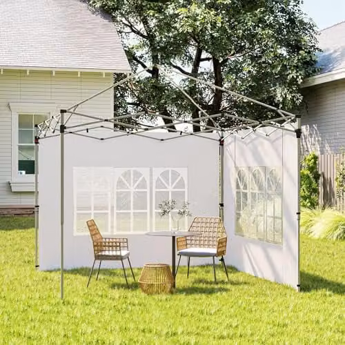 Outsunny White Polyester Gazebo Side Panels for 3x3m or 3x4m Pop Up Gazebos, 2 Pack – 5
