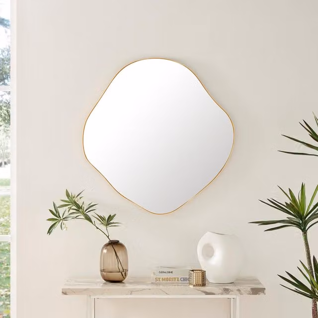 FurnitureboxUK Vita Irregular Pebble Wall Mirror with Black or Gold Metal Frame
