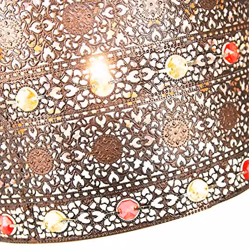 Happy Homewares Moroccan Style Chandelier Pendant Light Shade in Bronze with Red Beads, Diameter: 24 cm – 2