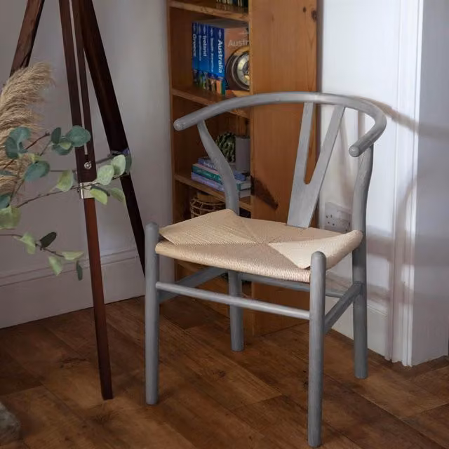 Nicholas Winter Scandinavian Style Beech Wood Dining Chair in Grey Fabric