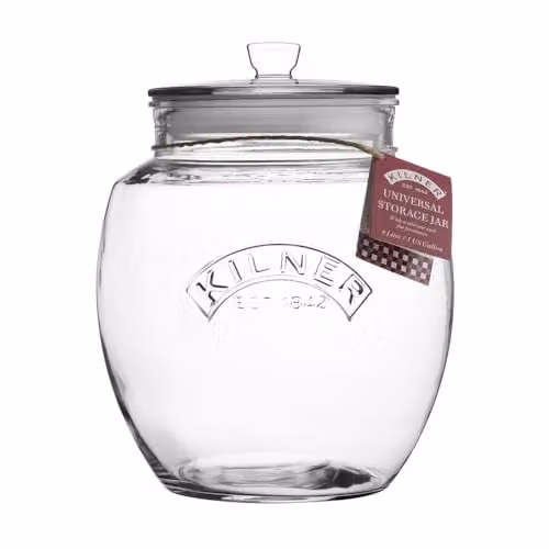 Kilner Universal Glass Food Container with Airtight Push-Top Lid and Silicone Seal, Transparent, 0.85 l – 1