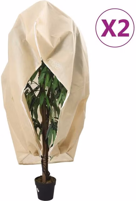 Berkfield Home Plant Fleece Covers with Zip, 2 Pack, Beige, W: 3.93 m, H: 3 m