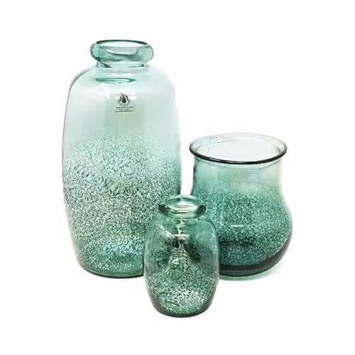 Verano Rimma Round Teardrop Glass Decorative Jar in Petrol and Transparent, Height: 20 cm – 2