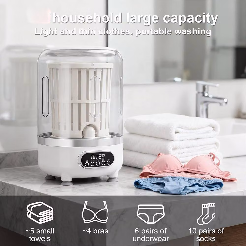 Ventryn Portable Mini Cordless Washing Machine for Socks and Underwear, White and Multicolour – 3