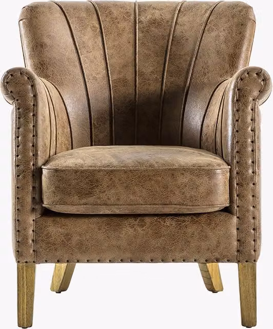 Perch & Parrow Delta Leather Armchair in Brown