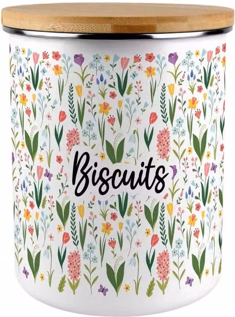 Purely Home Floral Ceramic Biscuit Tin in Multicolour and White