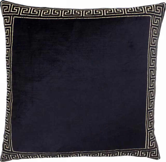 Paoletti Apollo Embroidered Square Cushion in Black and Gold with Removable Cotton and Viscose Cover