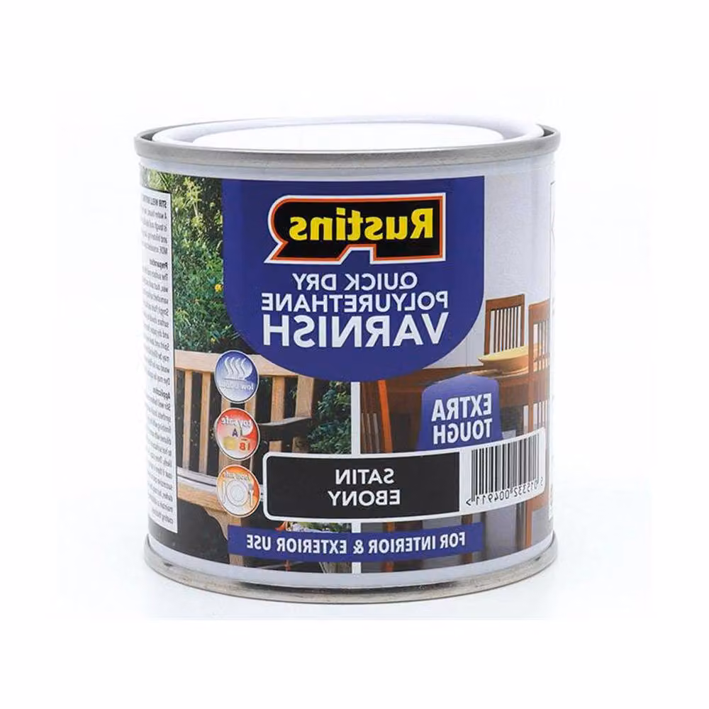 Rustins Quick Dry Water-Based Polyurethane Wood Varnish, Satin, Black, 250ml – 2