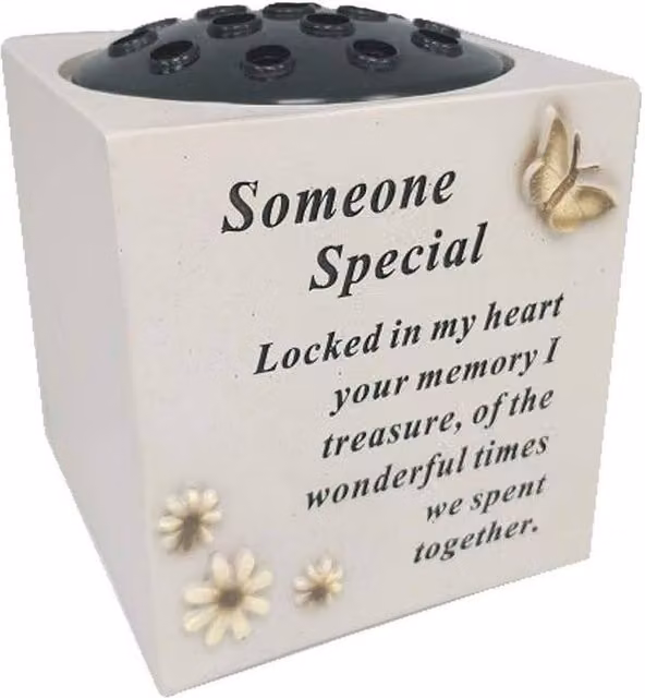 David Fischhoff Butterfly Memorial Vase in Cream, Black and White for Condolences